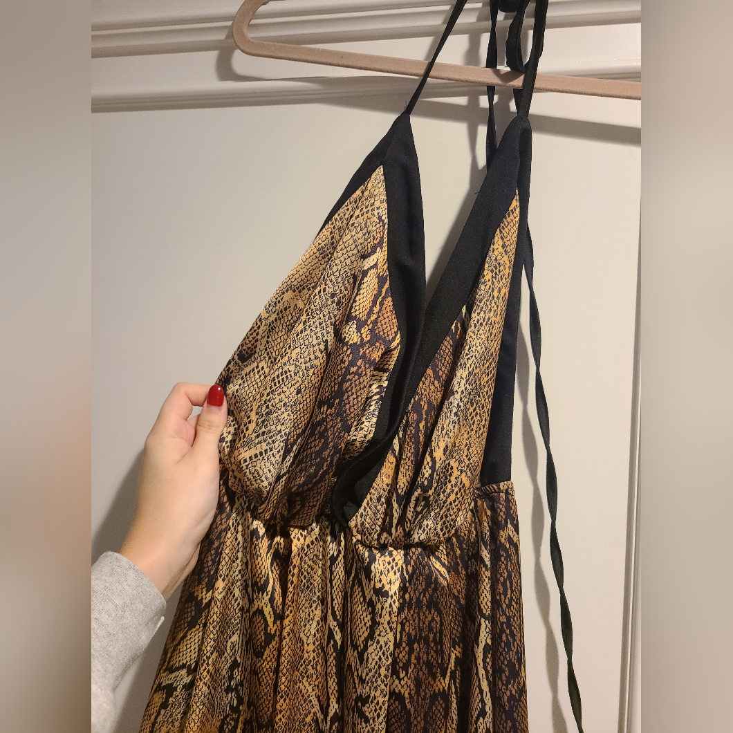 Snakeskin Halter Maxi Dress
